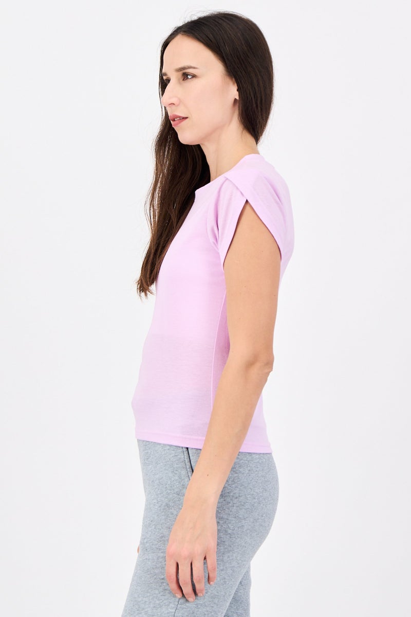 Adidas Women Sportswear Fit Short Sleeve Outdoor Top, Light Pink - Image 4